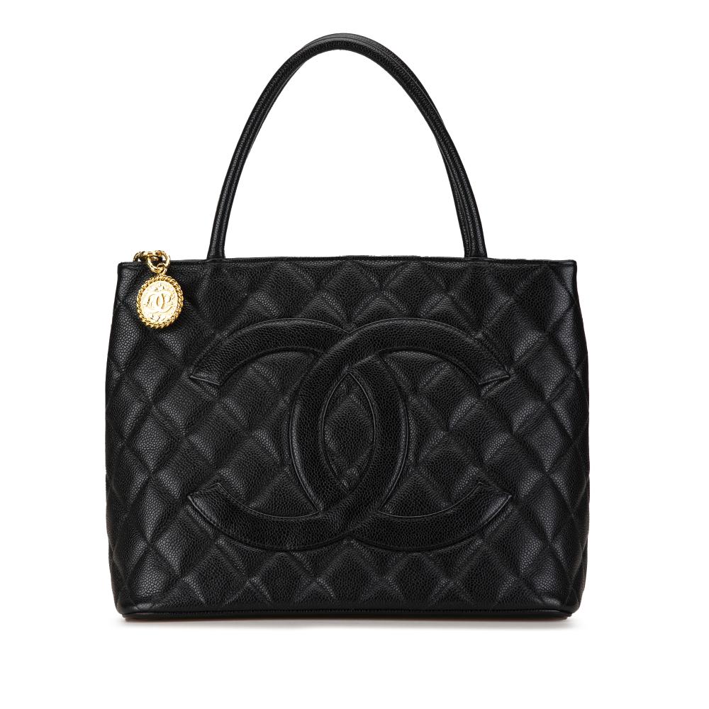 Chanel AB Chanel Black Caviar Leather Leather Caviar Medallion Tote France