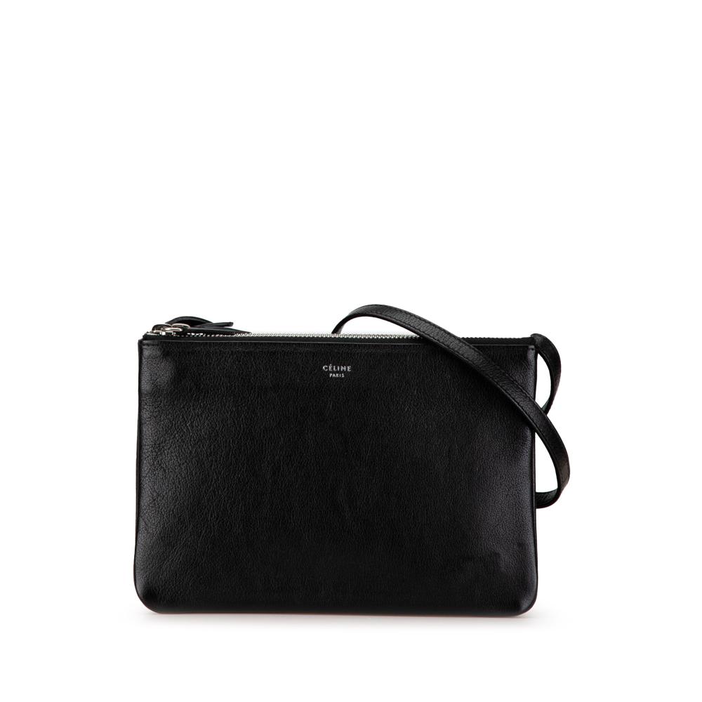 Celine B Celine Black Calf Leather Small Trio Crossbody Italy