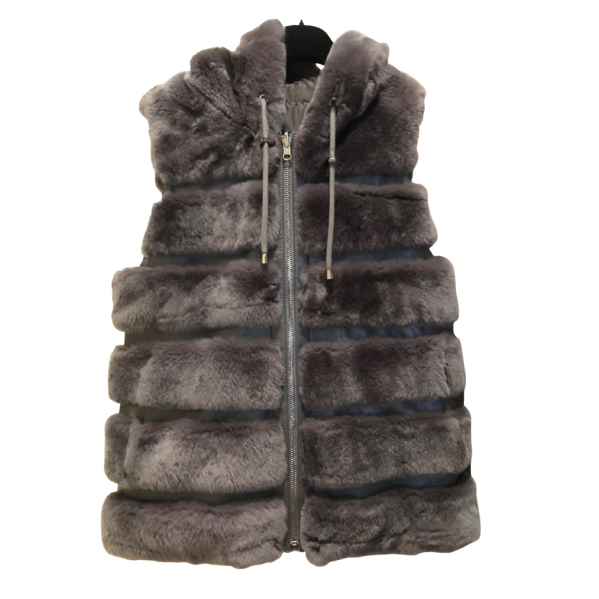 Fourrure Authentique Gilet gris en lapin