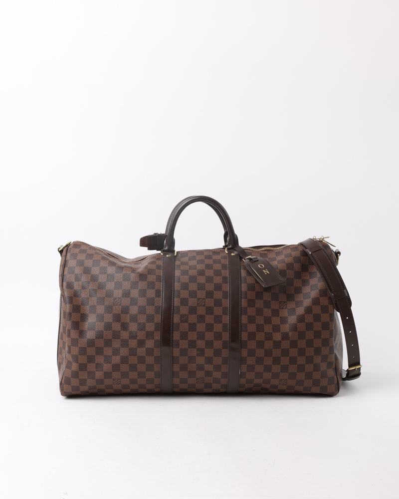 Louis Vuitton Damier Ebene Keepall 55 Bandouliere Weekend Bag