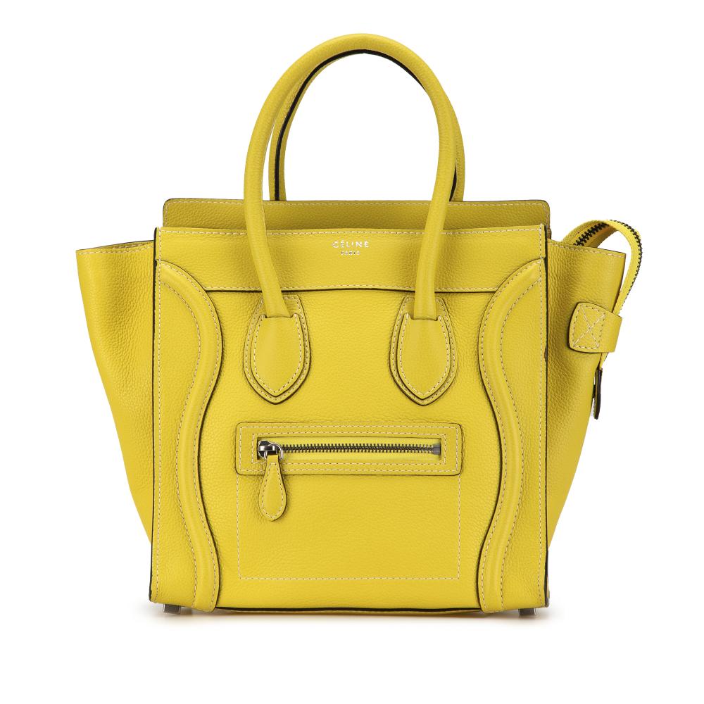 Celine B Celine Yellow Calf Leather Micro Luggage Tote Handbag Italy