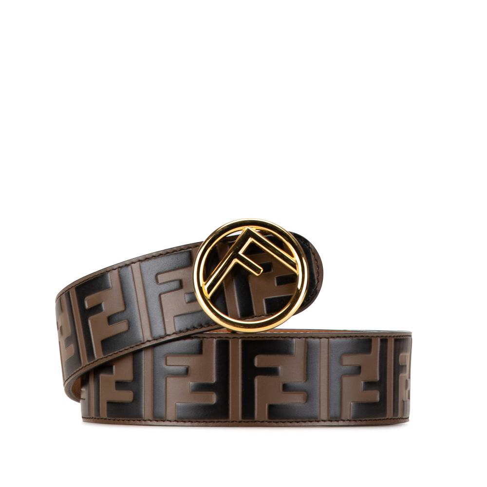 Fendi B Fendi Brown Calf Leather Zucca F is Fendi Belt Italy