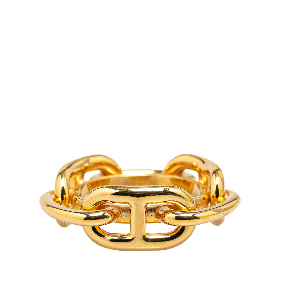 Hermès AB Hermès Gold Gold Plated Metal Chaine d'Ancre Scarf Ring France