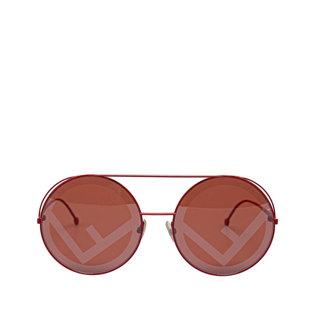 Fendi AB Fendi Red Resin Plastic Run Away Round Tinted Sunglasses Italy