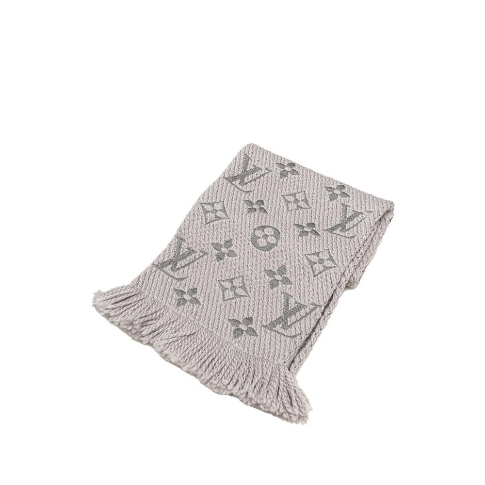 Louis Vuitton B Louis Vuitton Gray Wool Fabric Logomania Scarf Italy