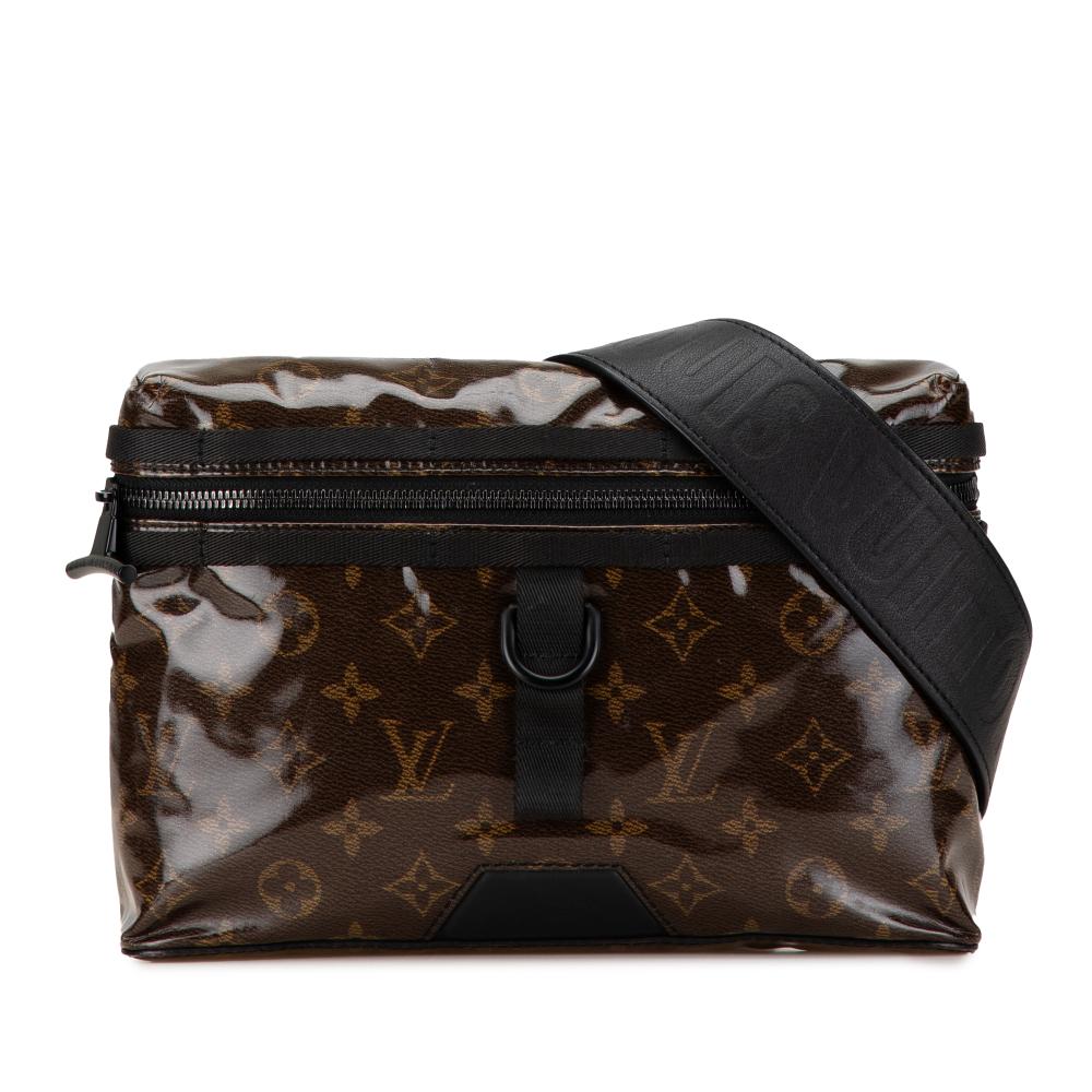 Louis Vuitton B Louis Vuitton Brown PVC Plastic Monogram Glaze Messenger PM Italy