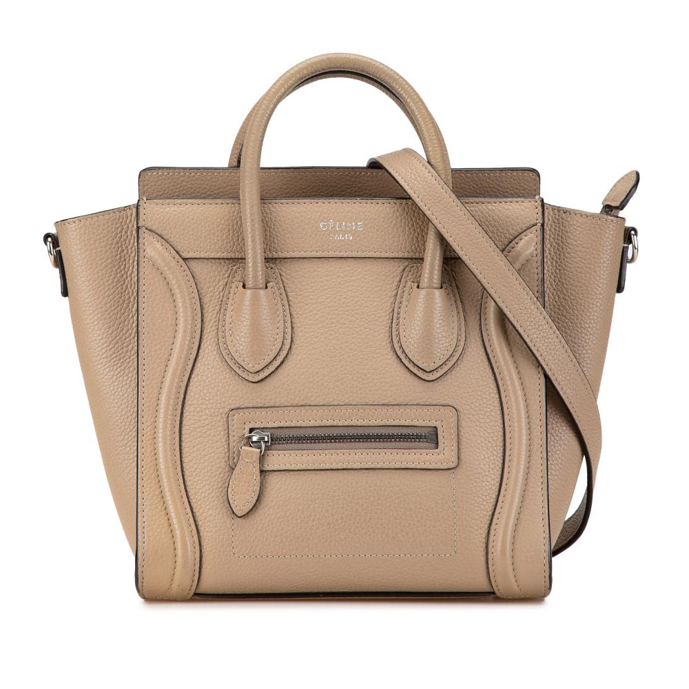 Celine B Celine Brown Taupe Calf Leather Nano Luggage Tote Italy