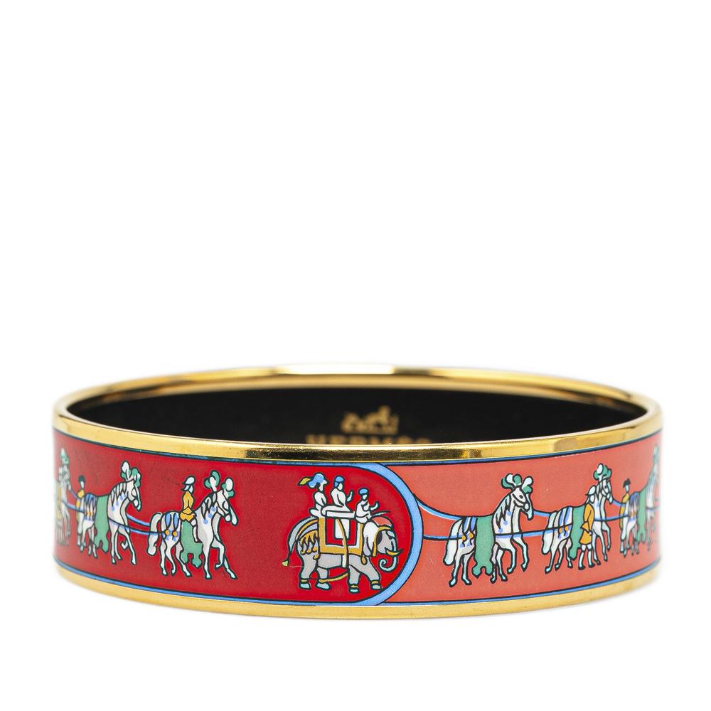 Hermès AB Hermès Red Enamel Other Wide Elephants and Horses Bangle 65 Austria