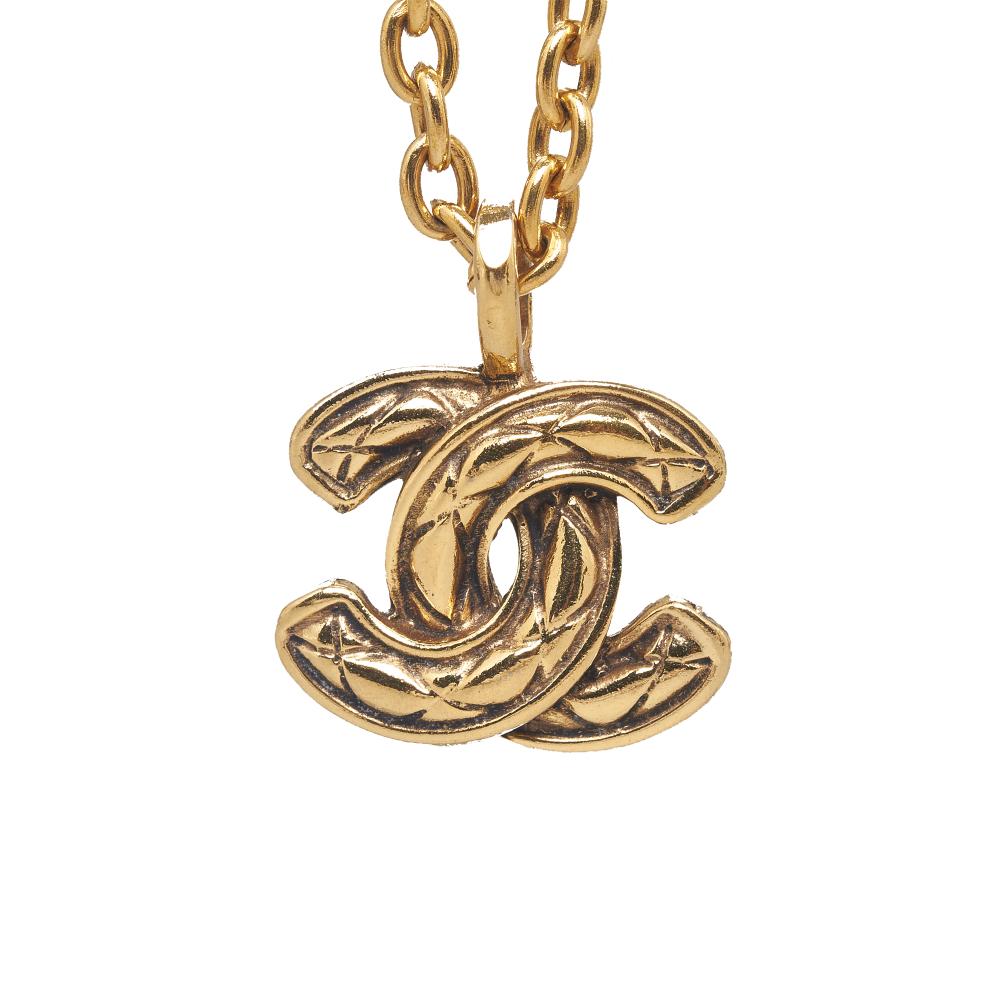 Chanel AB Chanel Gold Gold Plated Metal CC Pendant Necklace France