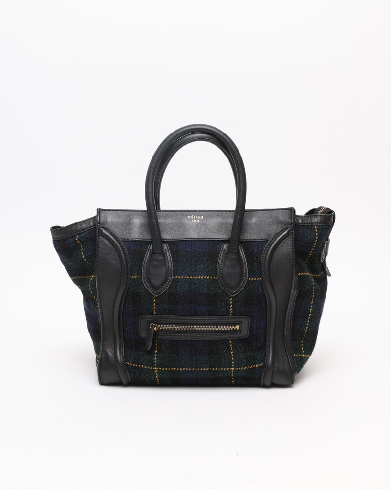 Celine Mini Tweed Luggage Tote Bag