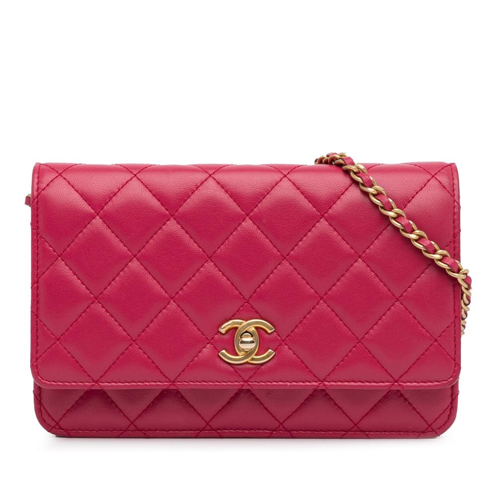 Chanel B Chanel Pink Dark Pink Lambskin Leather Leather Lambskin Pearl Crush Wallet On Chain Italy