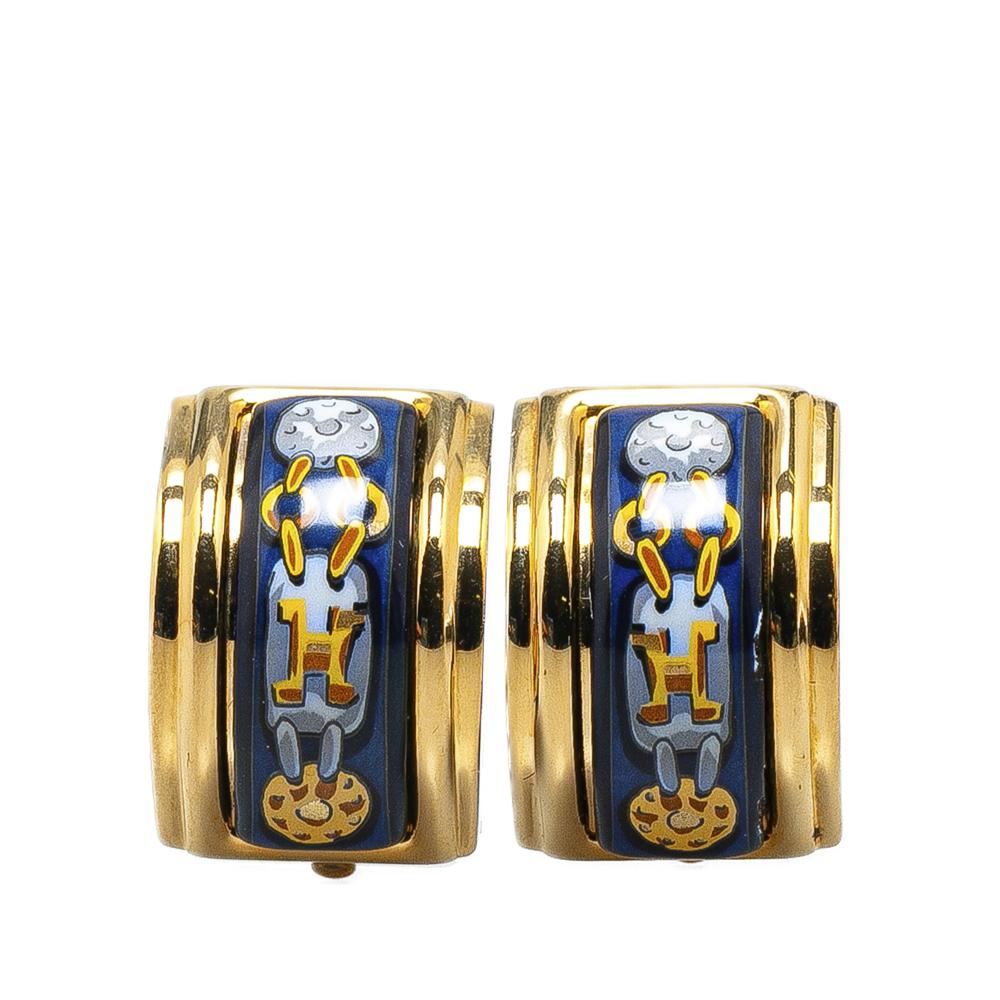 Hermès AB Hermès Blue Enamel Other Cloisonne Clip On Earrings France