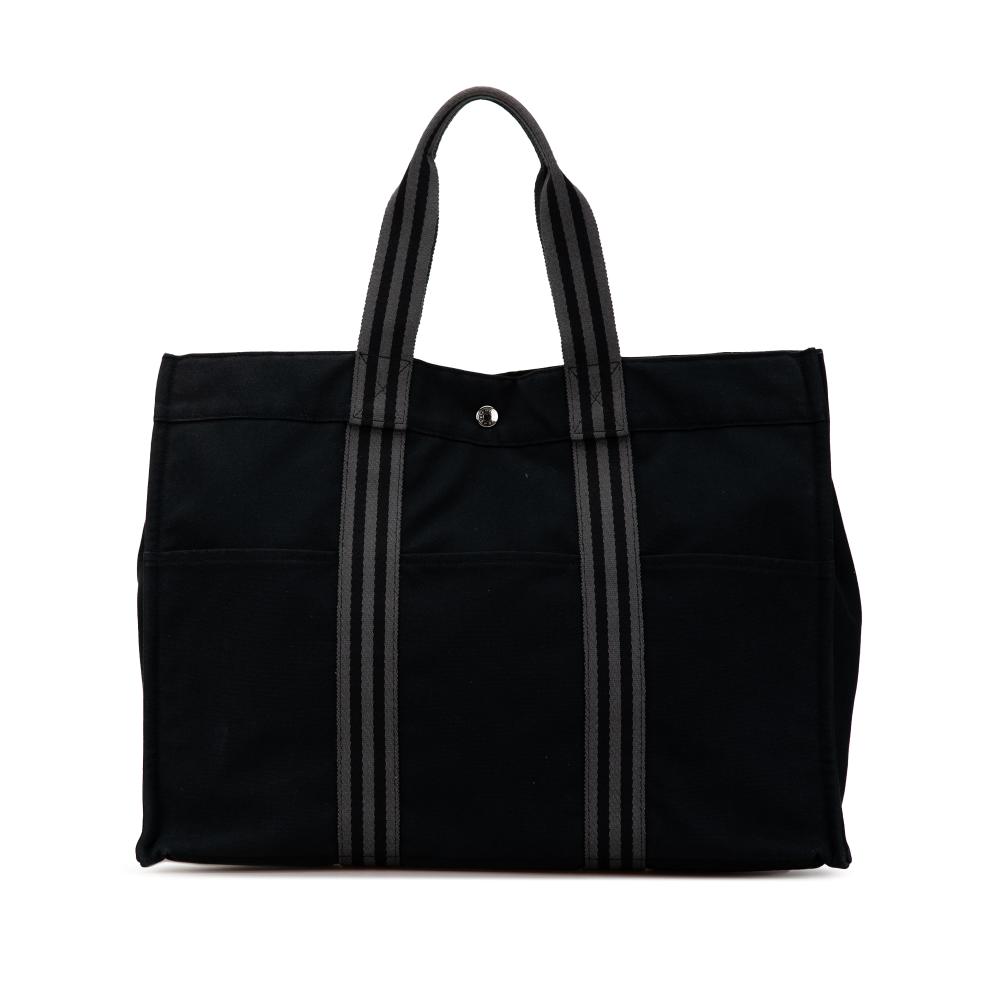 Hermès B Hermès Black Canvas Fabric Fourre Tout GM France