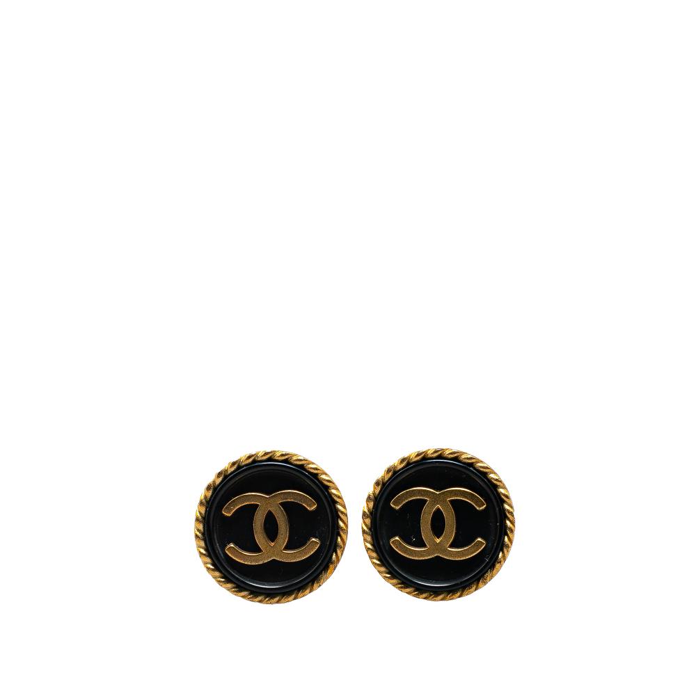 Chanel AB Chanel Gold Gold Plated Metal CC Clip On Earrings France