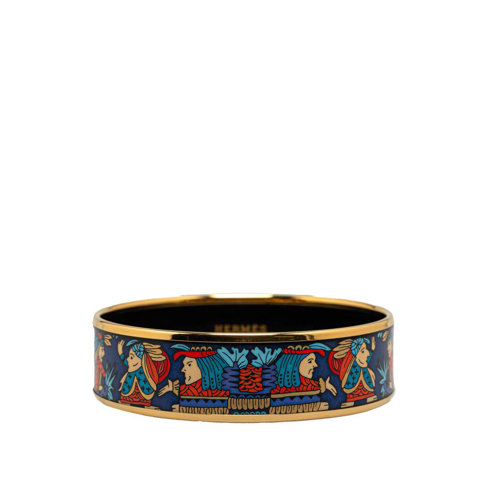 Hermès AB Hermès Blue Enamel Other Wide American Indian Bangle 62 Austria