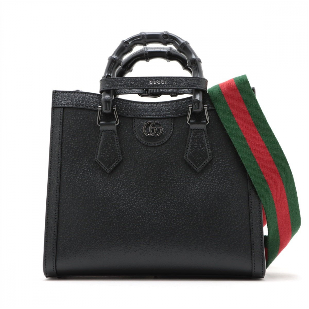 Gucci Diana Small Leather Tote Handbag Black