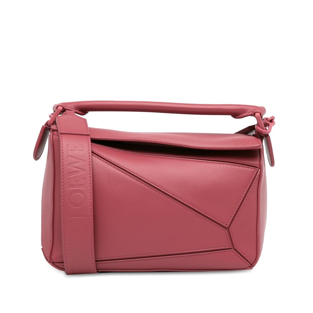 Loewe AB LOEWE Pink Hot Pink Calf Leather Small Puzzle Bag Spain