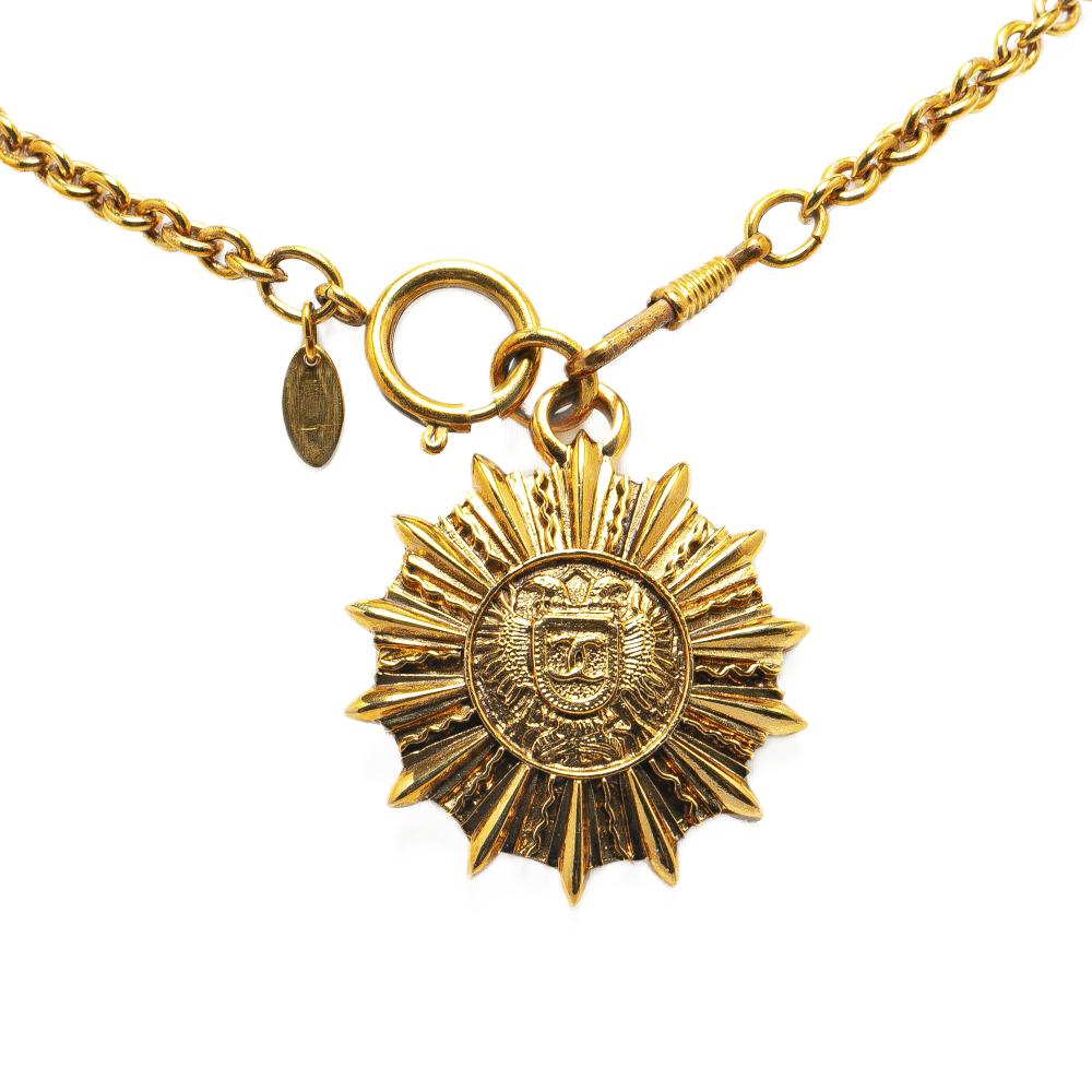 Chanel AB Chanel Gold Gold Plated Metal Sunburst Medallion Pendant Necklace France