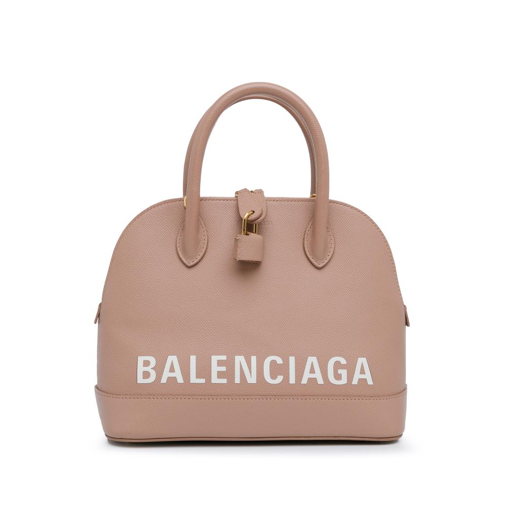 Balenciaga B Balenciaga Brown Beige Calf Leather Ville S Top Handle Satchel Italy