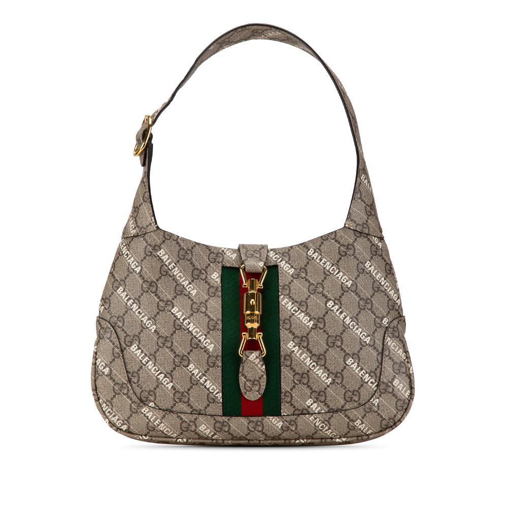 Gucci AB Gucci Brown Beige Coated Canvas Fabric Small The Hacker Project GG Supreme Jackie 1961 Italy