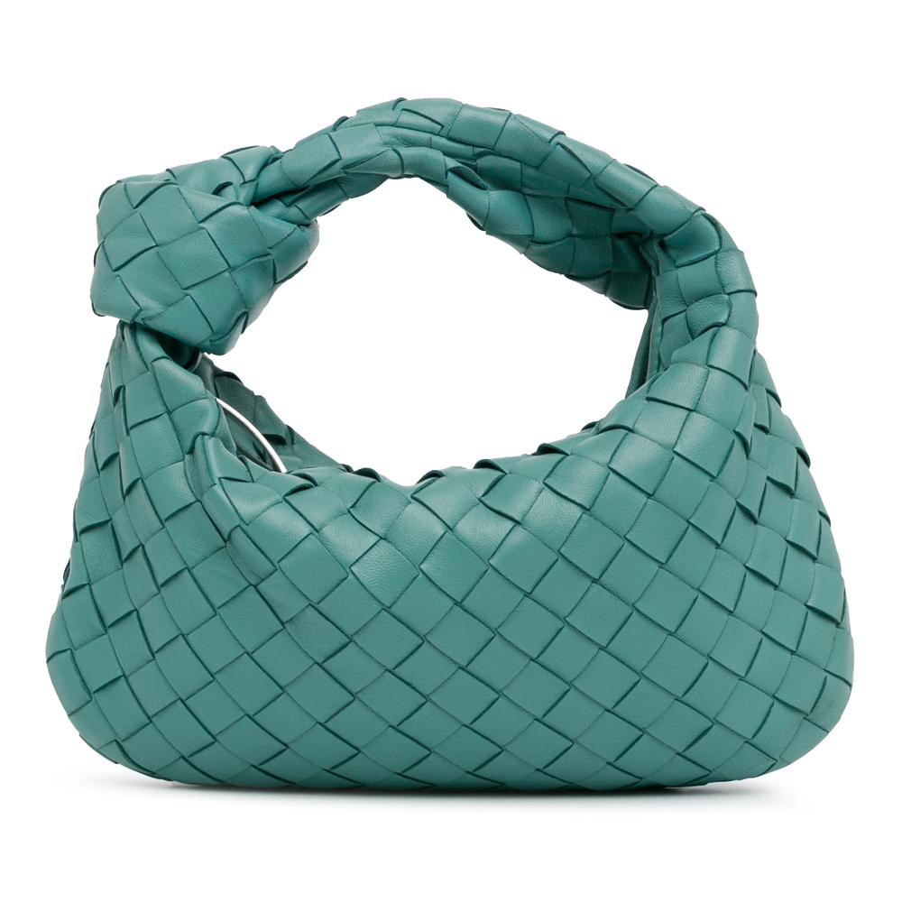 Bottega Veneta B Bottega Veneta Blue Turquoise Calf Leather Mini Intrecciato Jodie Italy