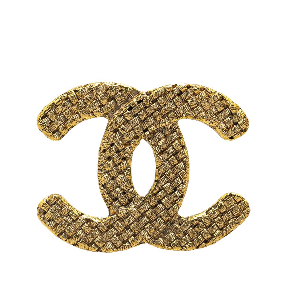 Chanel B Chanel Gold Gold Plated Metal CC Brooch France