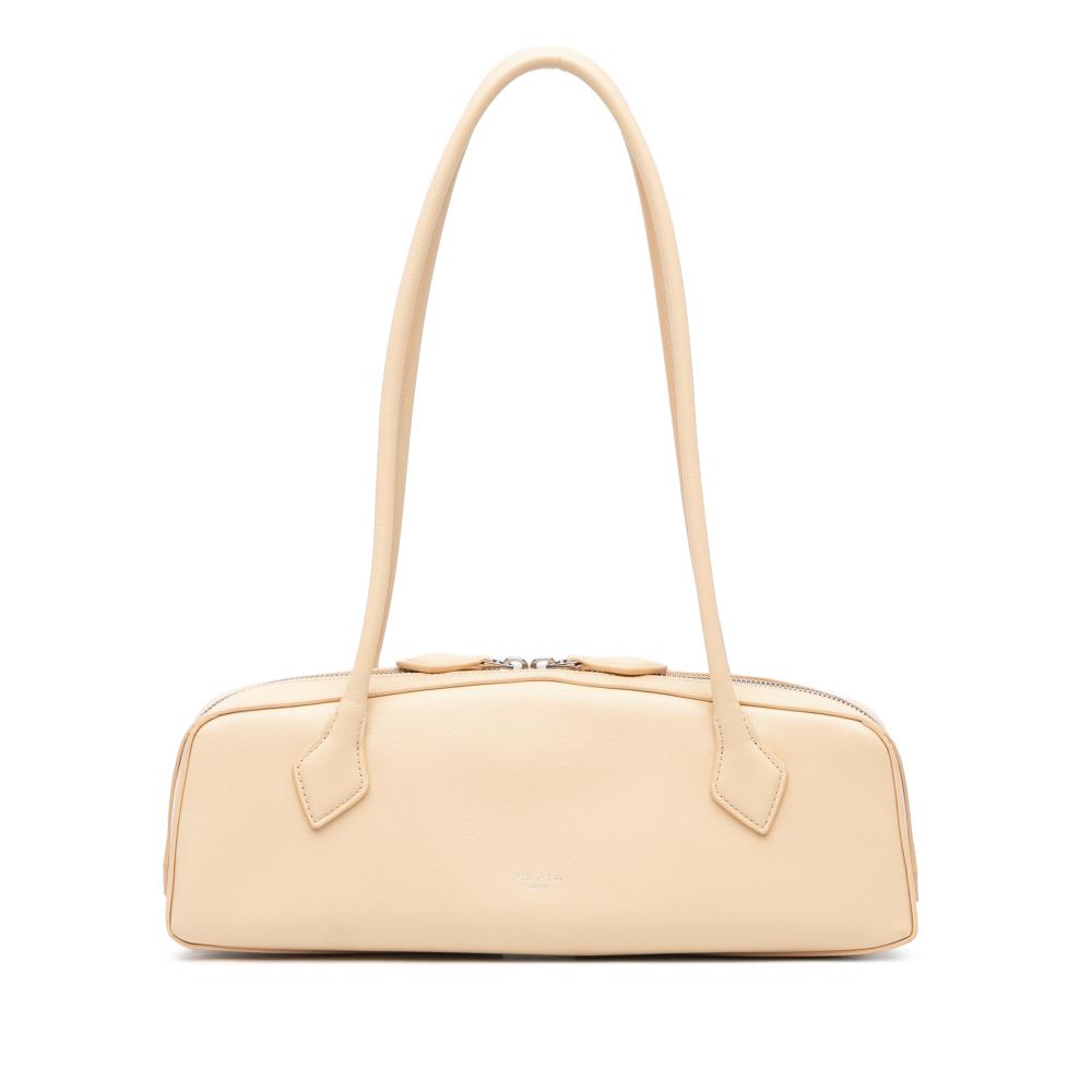 Azzedine Alaïa AB ALAÏA Brown Light Beige Goatskin Leather Medium Le Teckel Shoulder Bag Italy