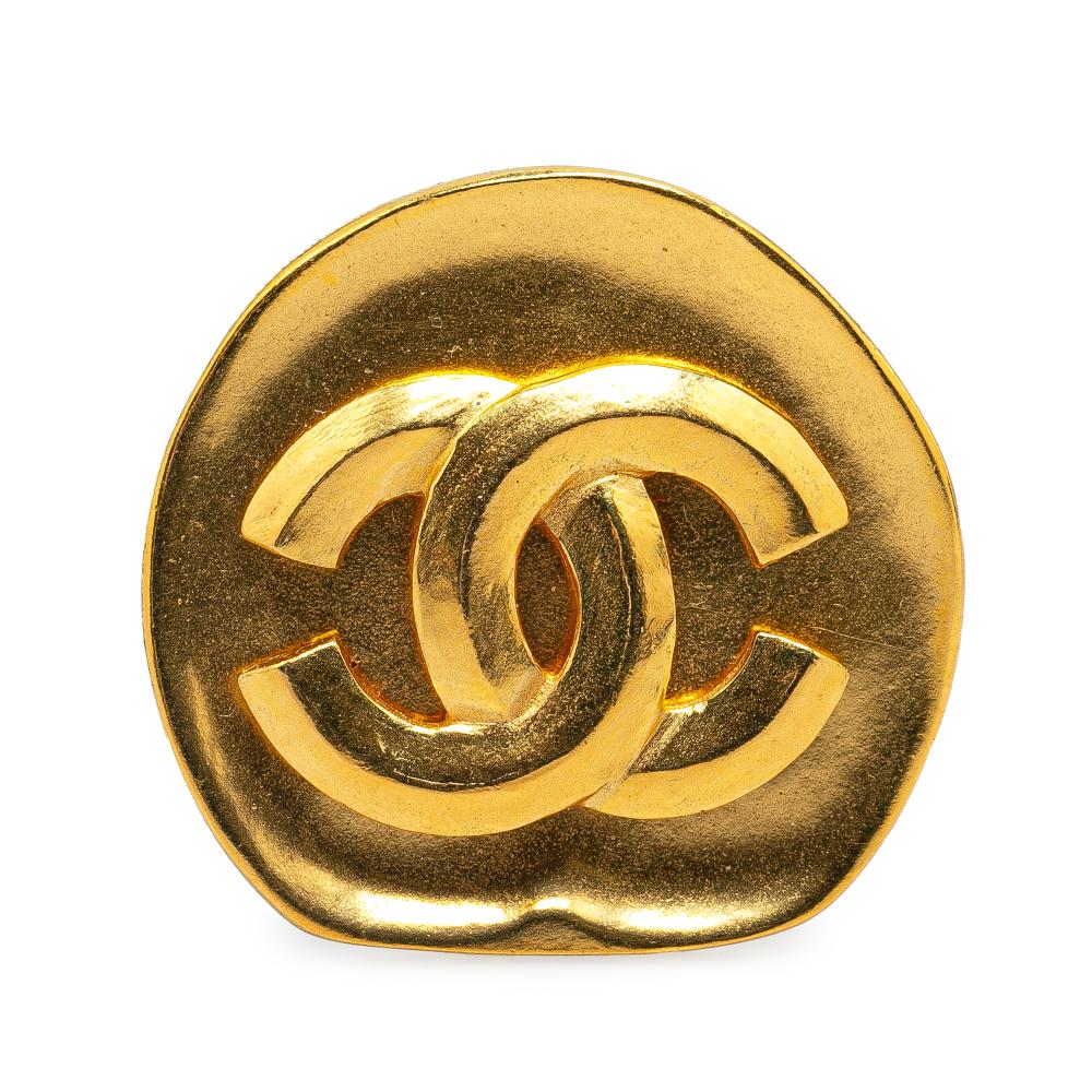 Chanel AB Chanel Gold Gold Plated Metal CC Brooch France