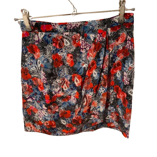 The Kooples SHORT SKIRT IN FLORAL-PRINT SILK