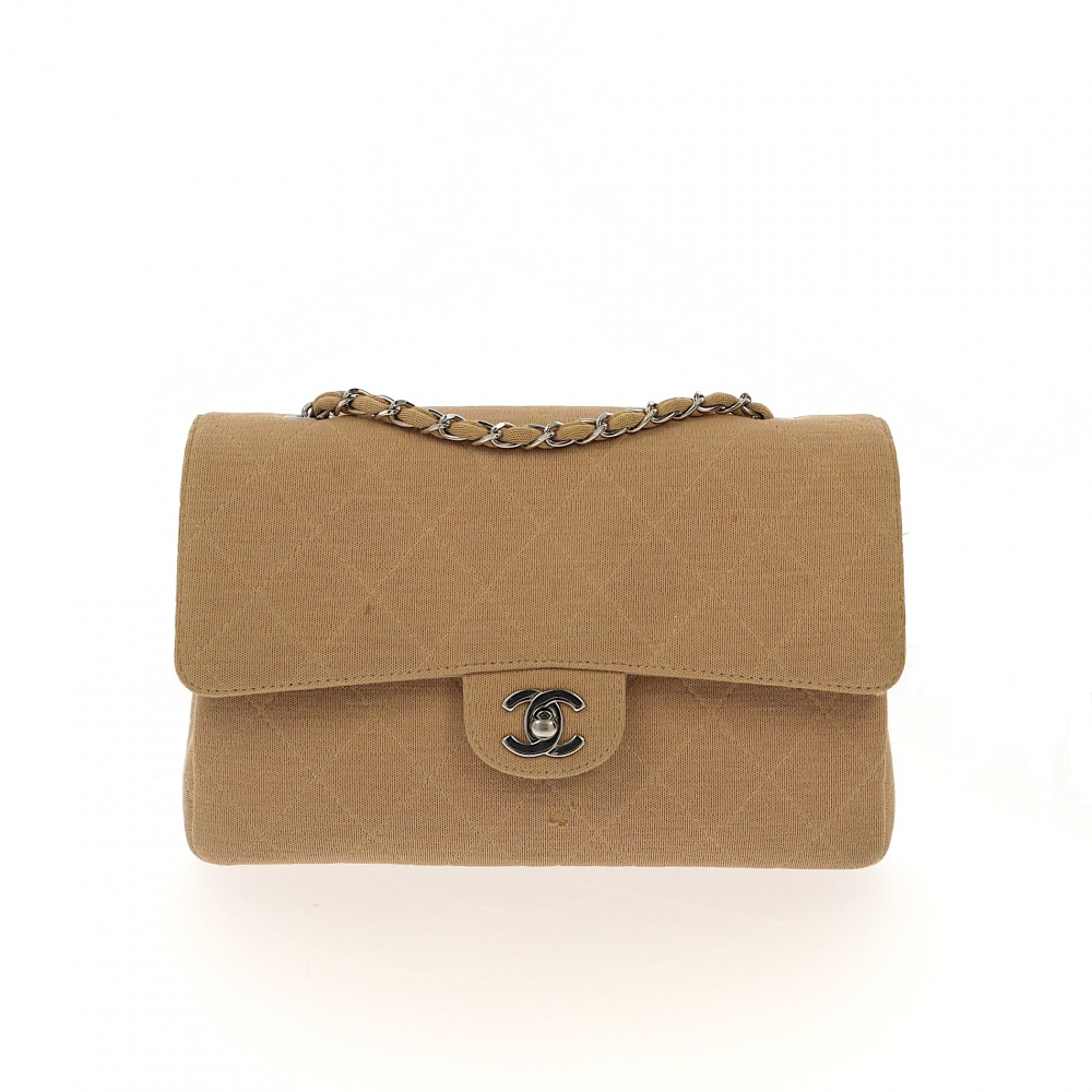 Chanel Sac à bandoulière Chanel Timeless/Classique en tissu beige