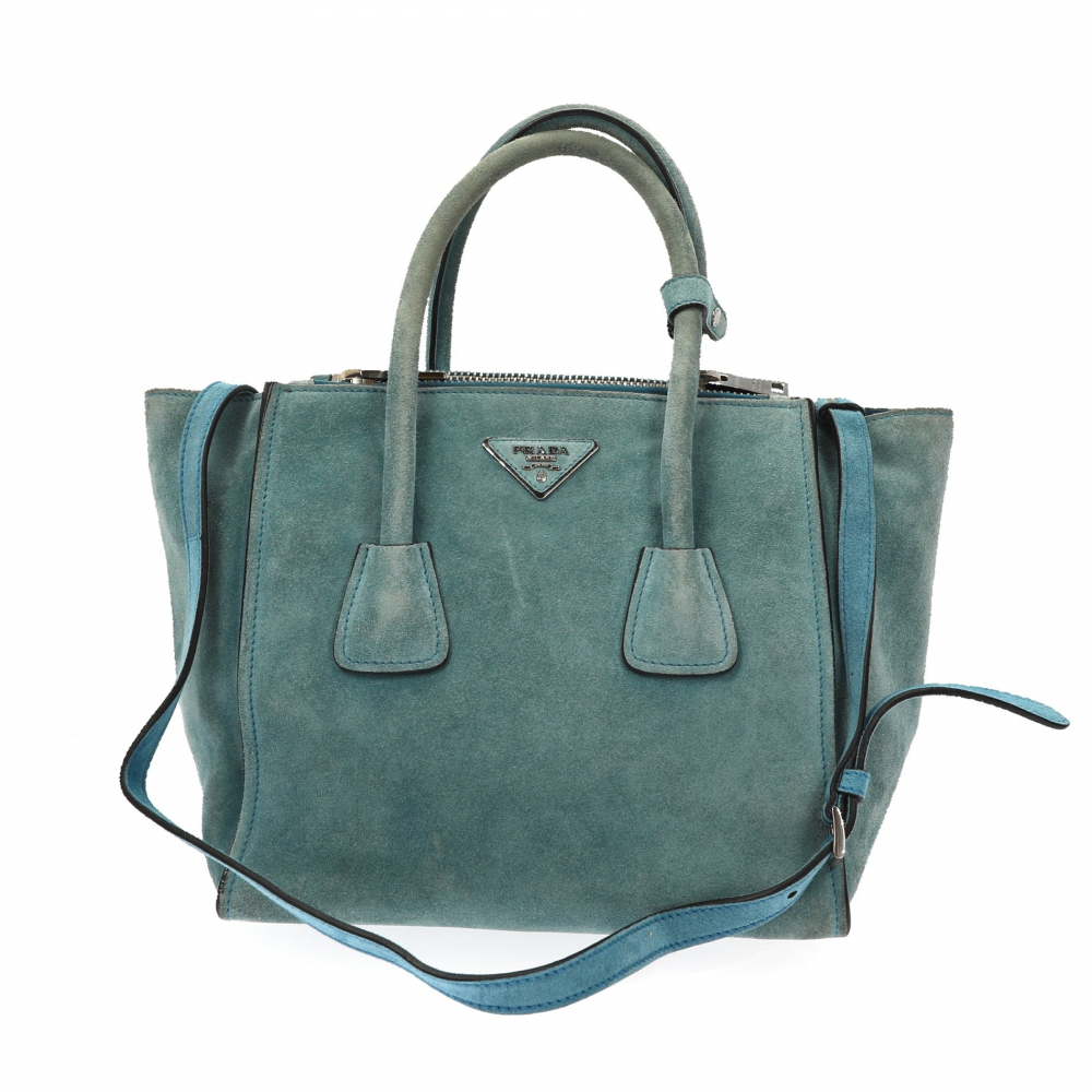 Prada Sac à main Prada en daim bleu