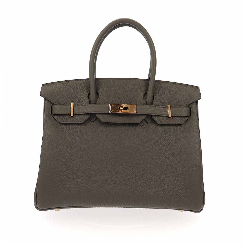 Hermès Birkin 30 Handbag in Etain color leather and Rose gold hardware