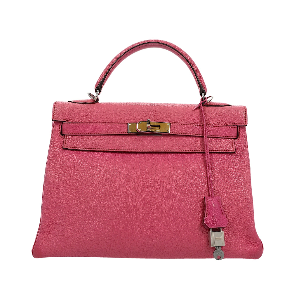 Hermès Kelly 32 Handtasche aus rosa Chèvre de Coromandel-Leder