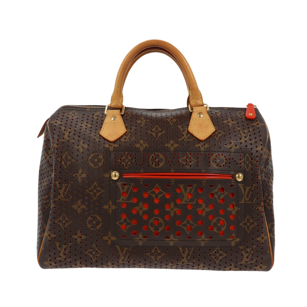 Louis Vuitton Limited Edition Louis Vuitton Orange Monogramm perforierte Speedy 30 Handtasche