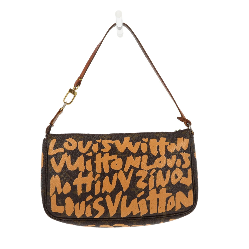 Louis Vuitton X Stephen Sprouse Limited Edition Graffiti Pochette Accessorie bag in brown canvas