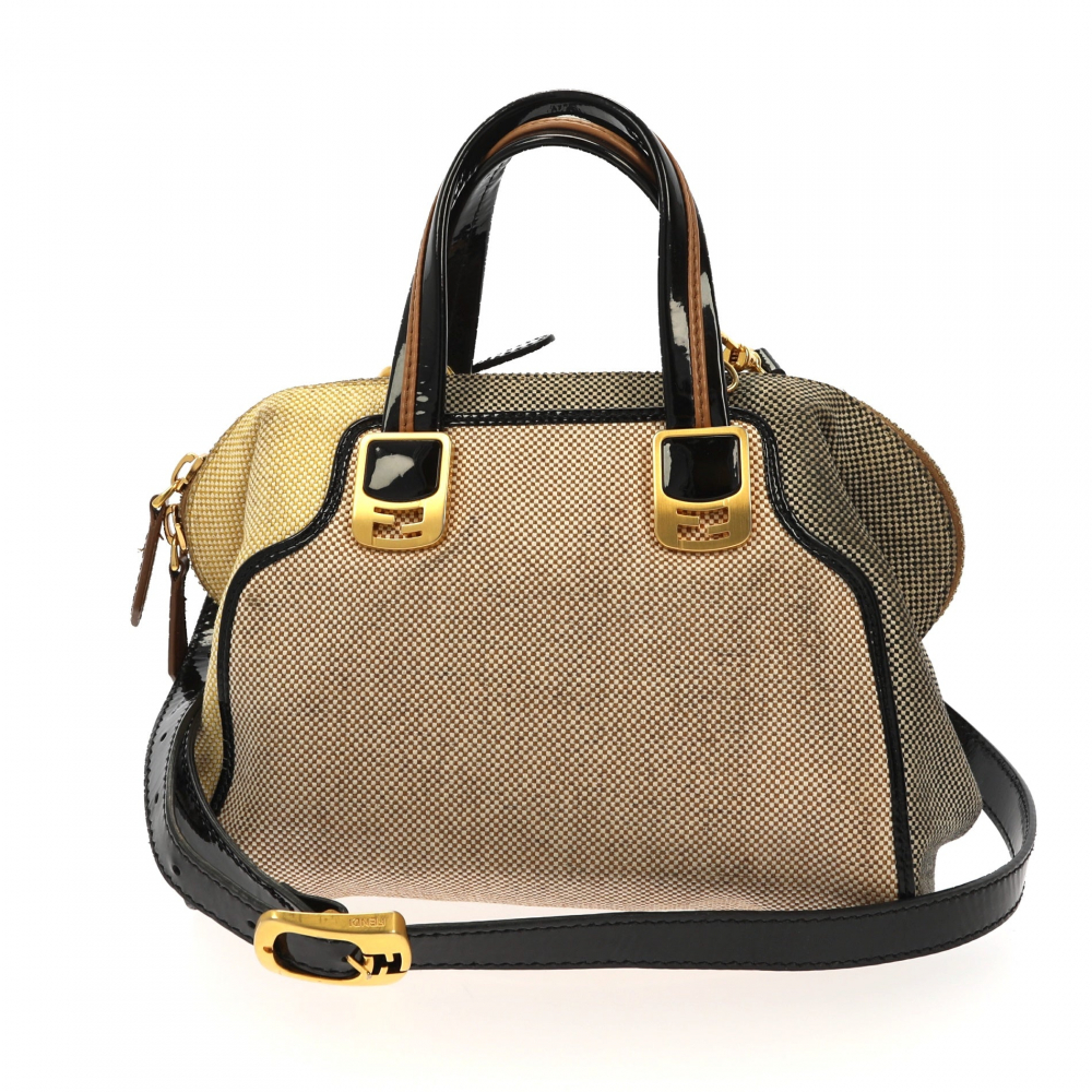 Fendi Chameleon Handbag in Beige Fabric