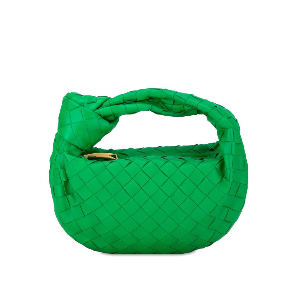 Bottega Veneta AB Bottega Veneta Green Lambskin Leather Leather Mini Intrecciato Jodie Italy