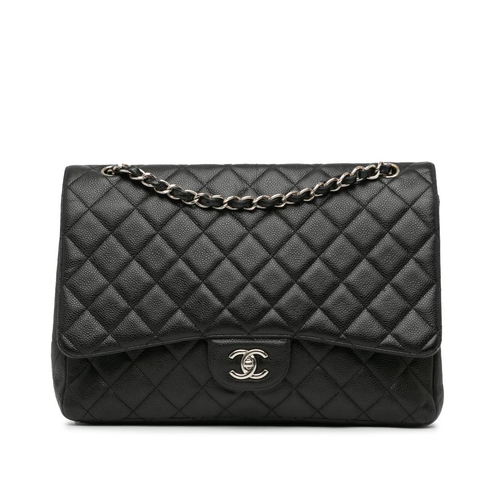 Chanel AB Chanel Black Caviar Leather Leather Maxi Classic Caviar Double Flap Italy