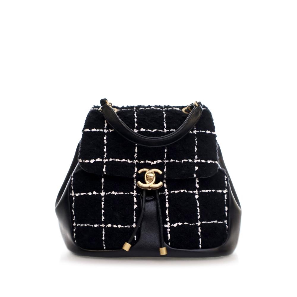 Chanel AB Chanel Black with White Tweed Fabric CC Backpack France