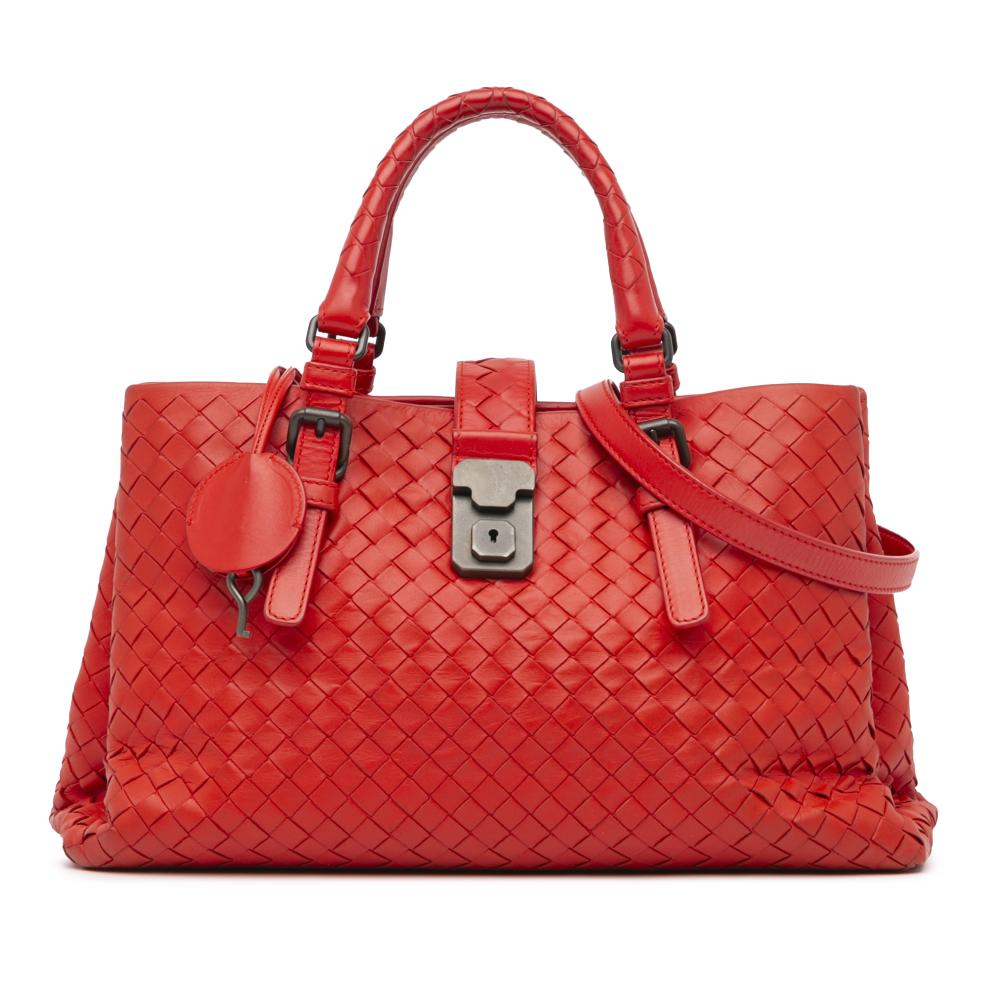 Bottega Veneta B Bottega Veneta Red Calf Leather Small Intrecciato Roma Italy