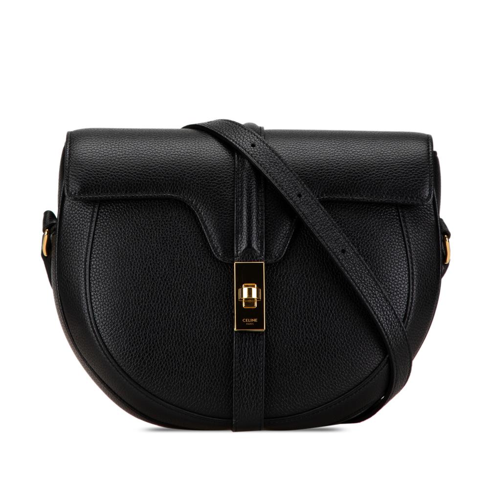 Celine B Celine Black Calf Leather Medium Besace 16 Crossbody Italy