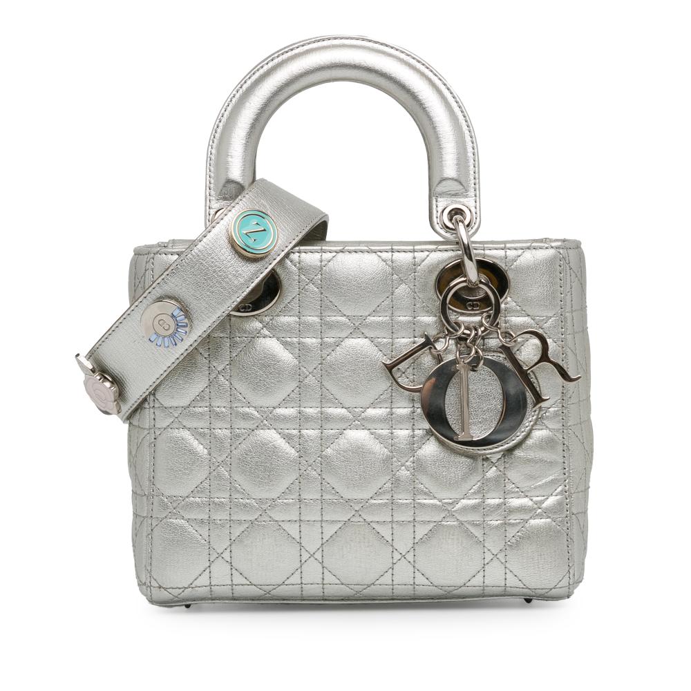 Christian Dior AB Dior Silver Calf Leather Small skin Cannage My ABCDior Lady Dior Italy