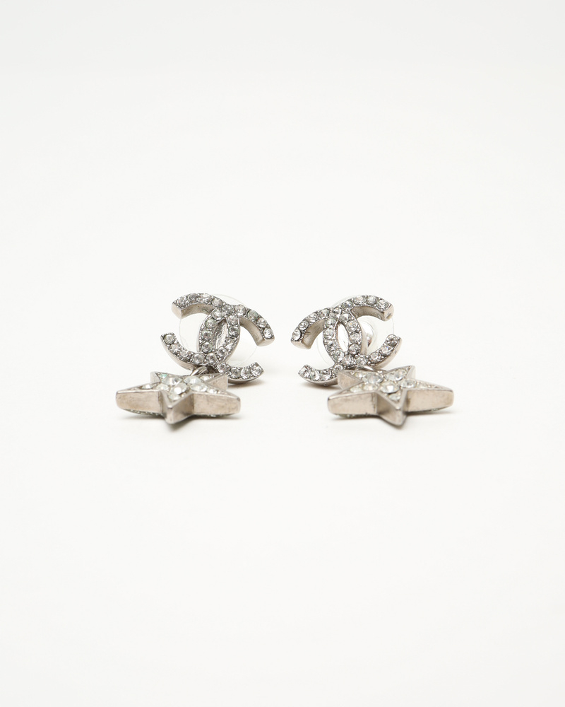 Chanel Coco Mark Icon Series Rhinestone Earrings