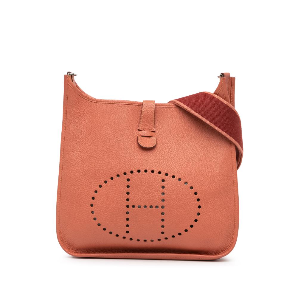 Hermès B Hermès Pink Salmon Calf Leather Clemence Evelyne III GM France