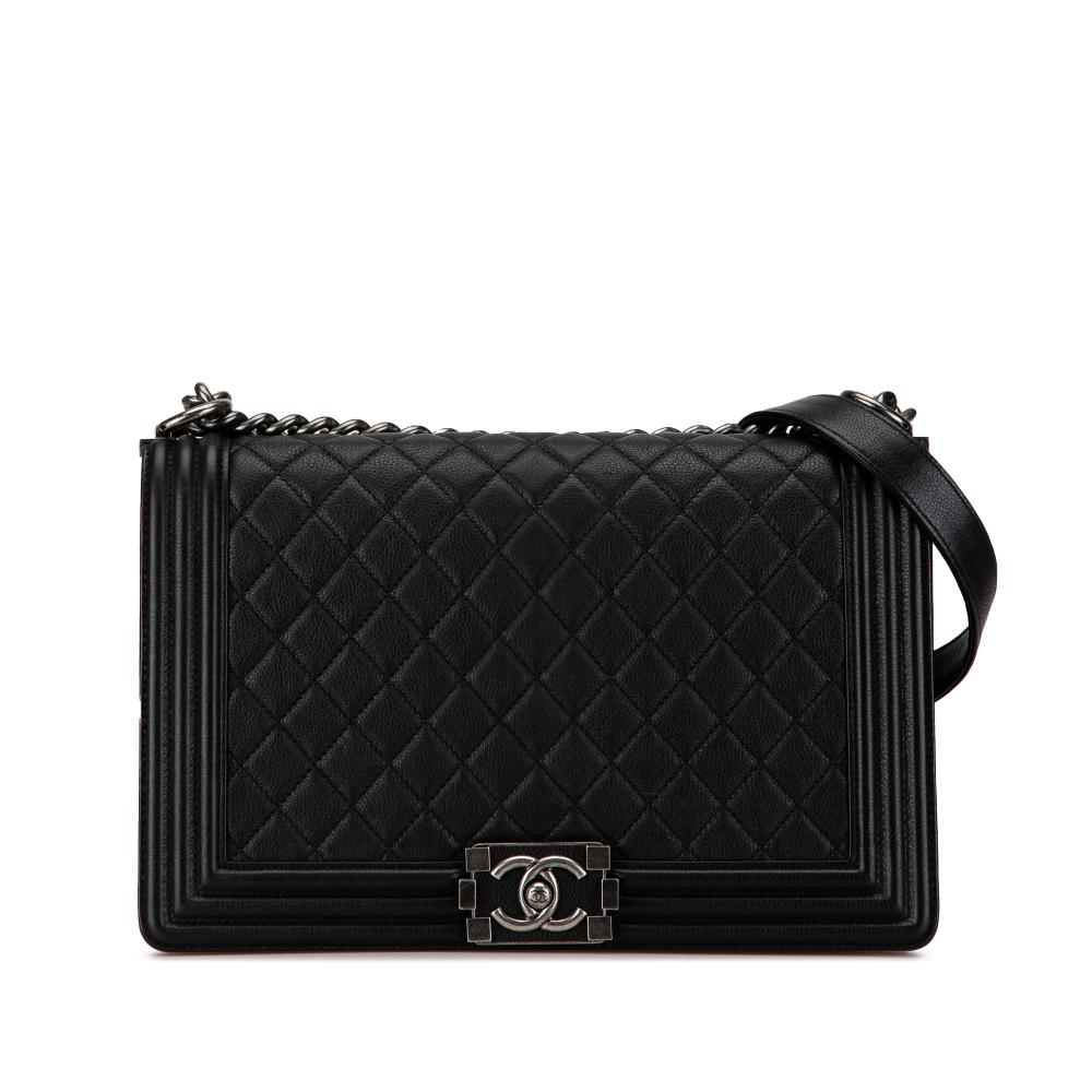 Chanel AB Chanel Black Caviar Leather Leather New Medium Grained Calfskin Boy Flap France