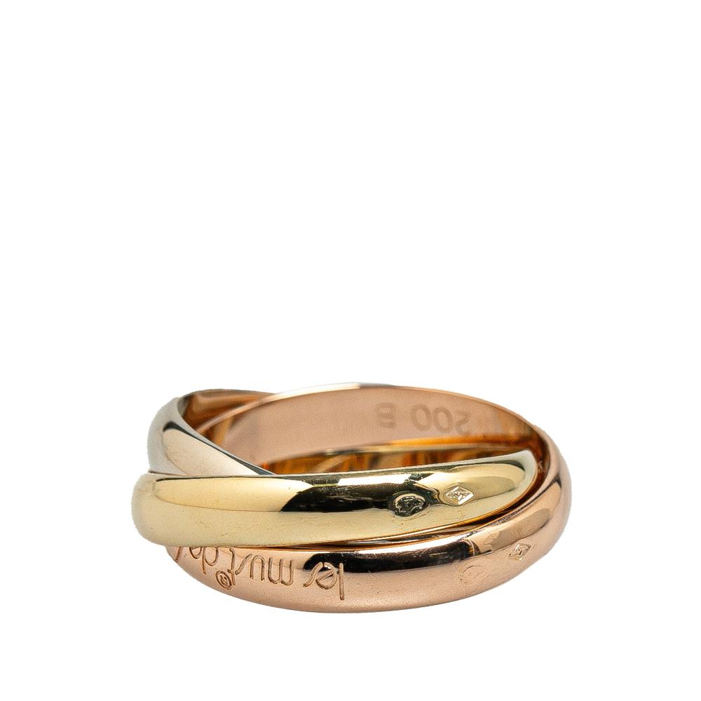 Cartier B Cartier Gold 18K Yellow Gold Metal Tricolor Large Model 18K Gold Classic Trinity Ring France