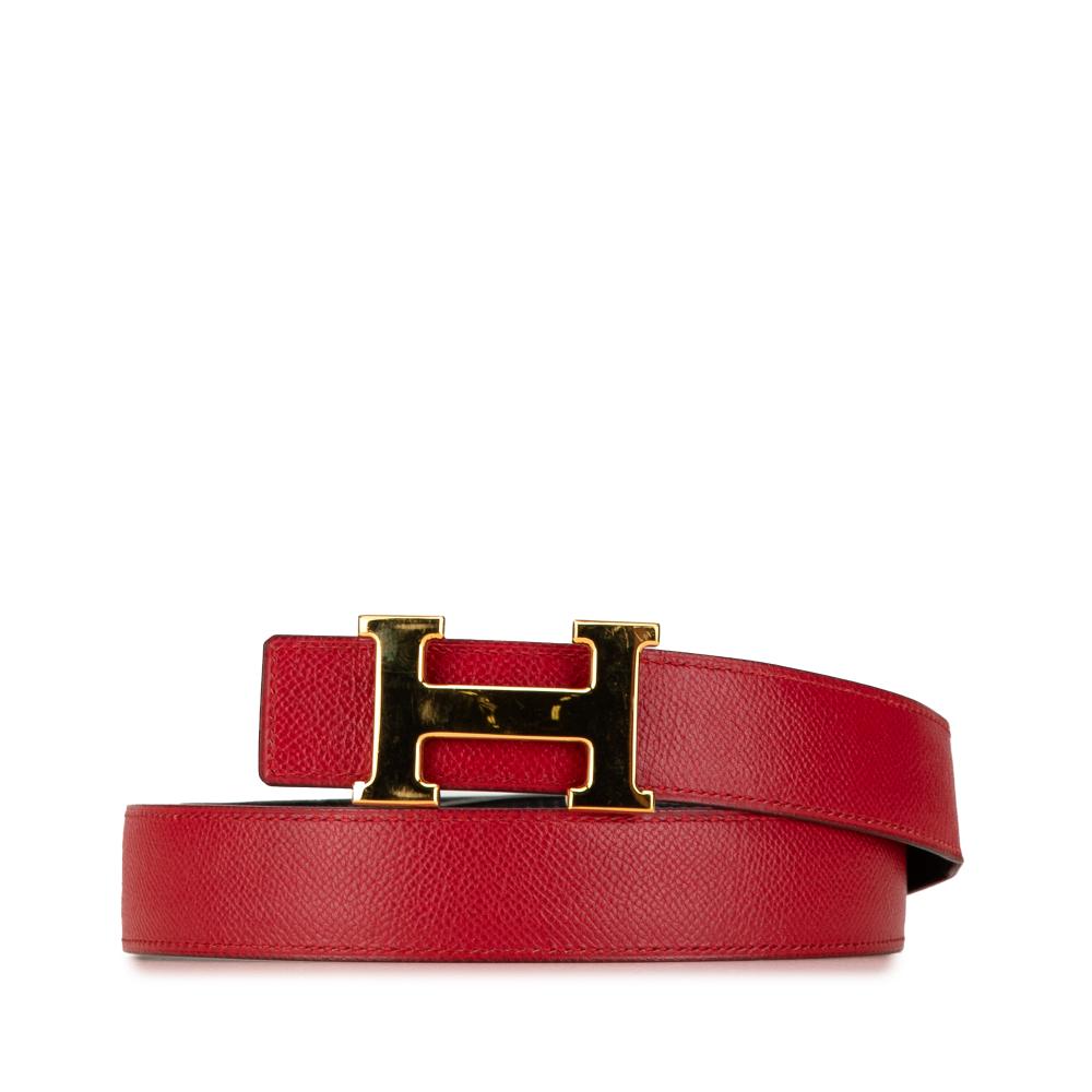 Hermès B Hermès Red Calf Leather Constance H Reversible Belt France