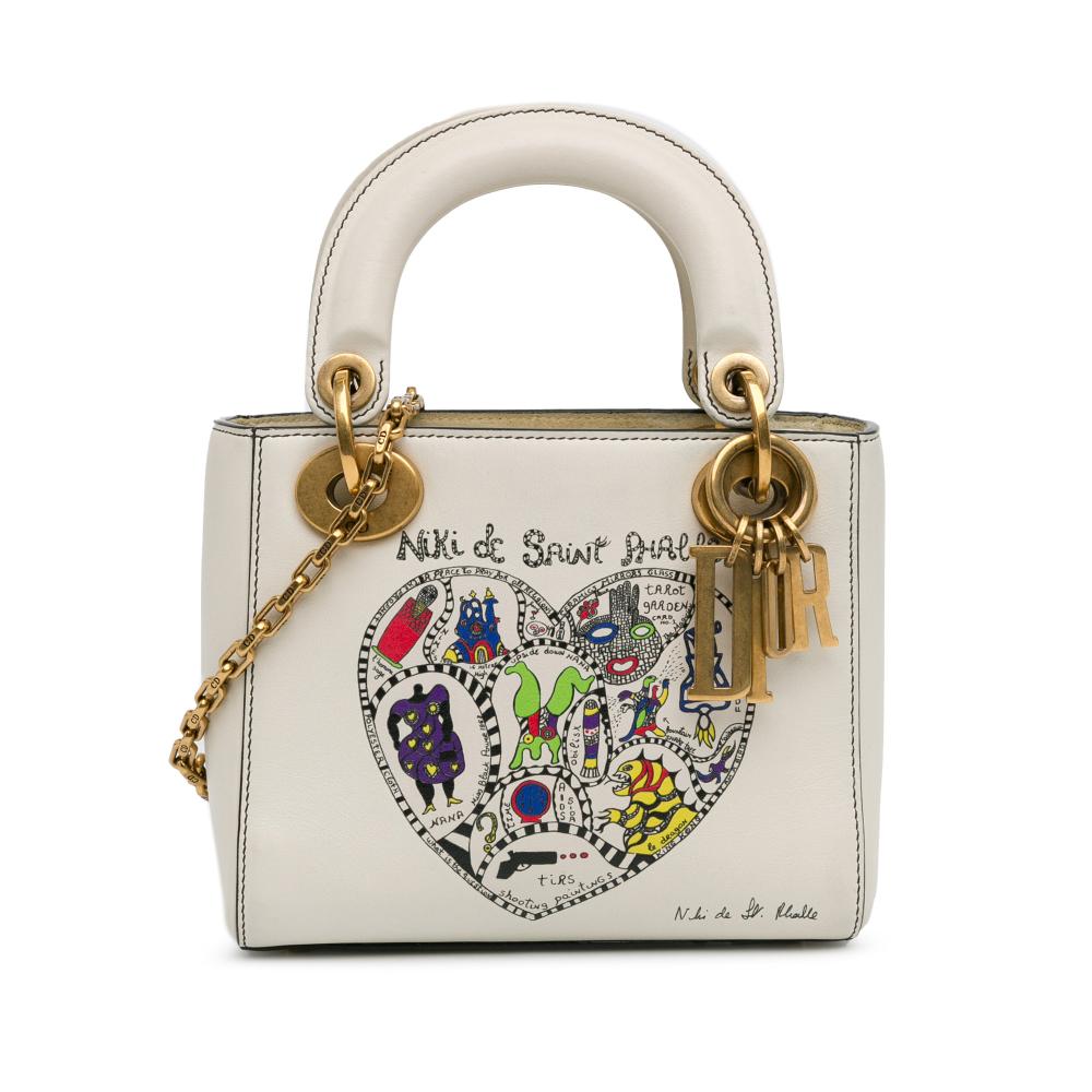 Christian Dior AB Dior White Calf Leather Niki de Saint Phalle Mini skin Lady Dior Italy