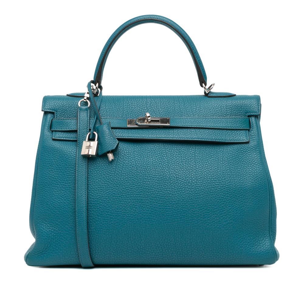 Hermès B Hermès Blue Calf Leather Togo Kelly II Retourne 35 France