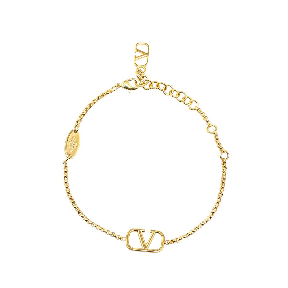 Valentino B Valentino Gold Gold Plated Metal VLogo Signature Bracelet Italy